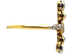 French Import 18ct Gold & Platinum, Art Nouveau Double Flower Ring Set With Rubies & Diamonds 11 French Import 18ct Gold & Platinum, Art Nouveau Double Flower Ring Set With Rubies & Diamonds -Antique Jewellery Company DSC02714