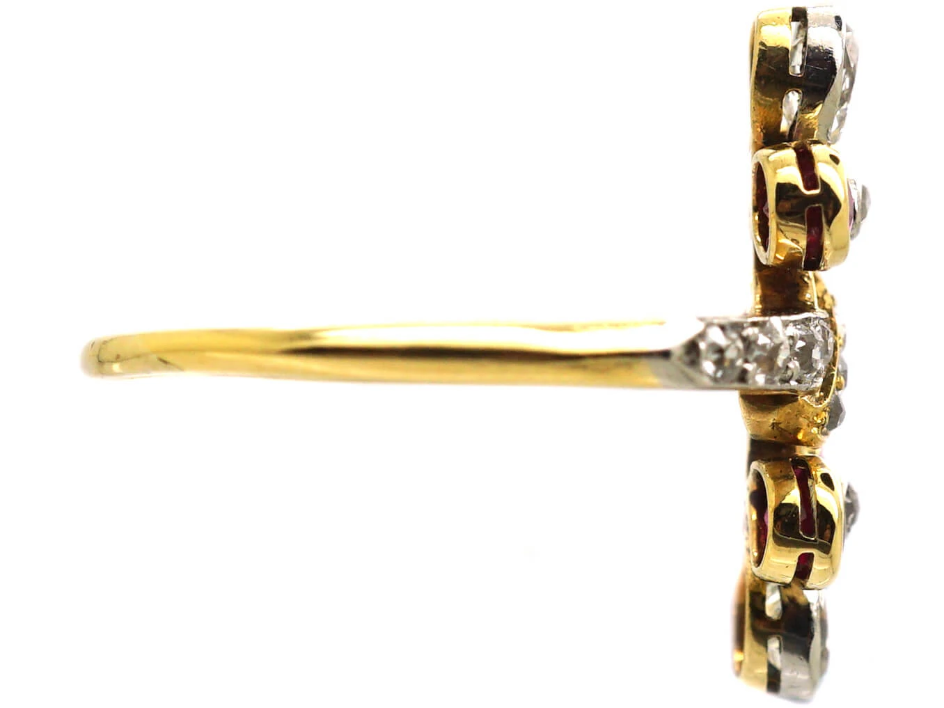 French Import 18ct Gold & Platinum, Art Nouveau Double Flower Ring Set With Rubies & Diamonds 6 French Import 18ct Gold & Platinum, Art Nouveau Double Flower Ring Set With Rubies & Diamonds - Image 4