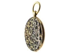 Victorian 18ct Gold & Black Enamel Round Locket -Antique Jewellery Company DSC02715 scaled 1