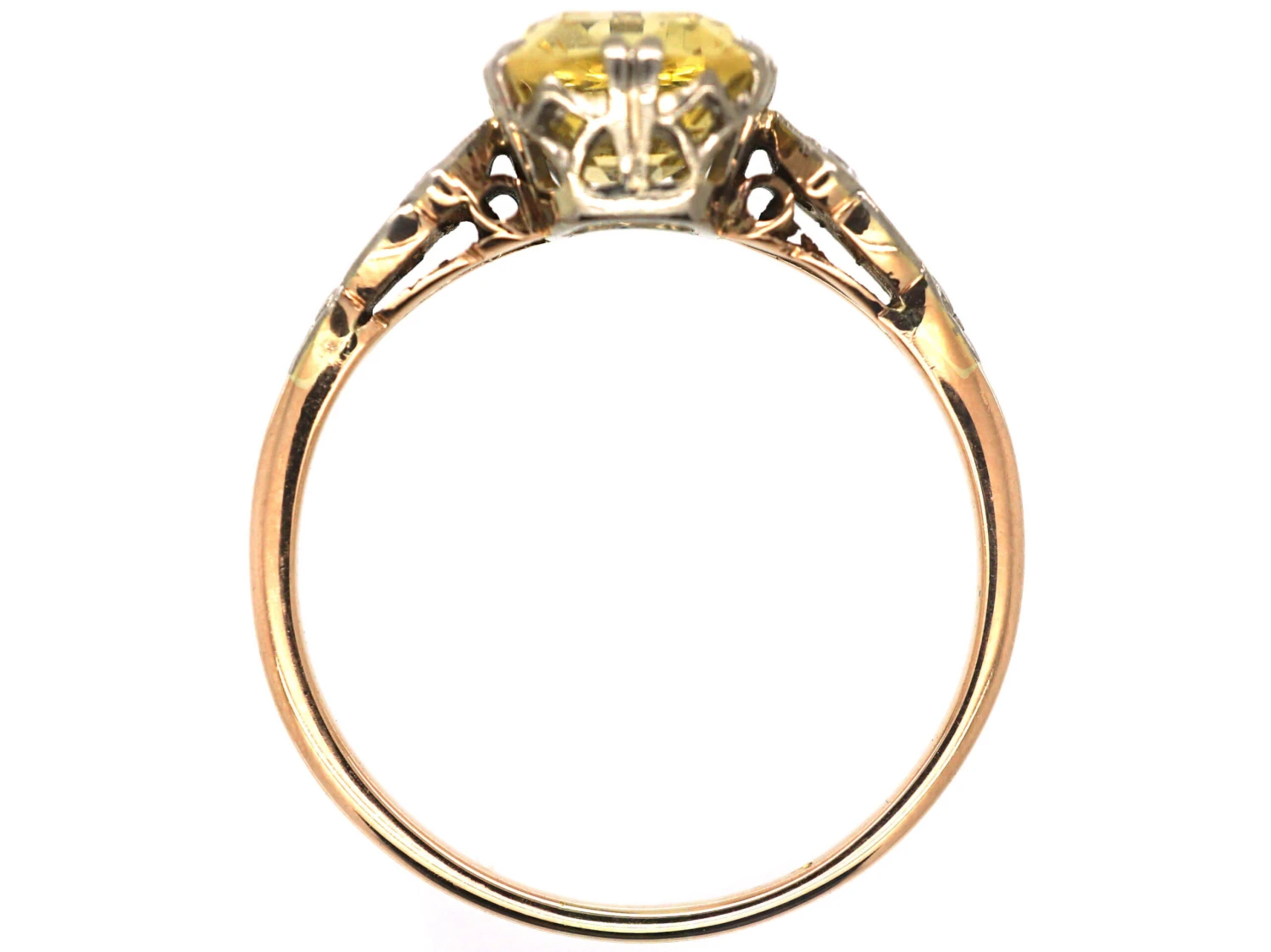 Edwardian 14ct Gold, Yellow Sapphire & Diamond Ring 5 Edwardian 14ct Gold, Yellow Sapphire & Diamond Ring - Image 3