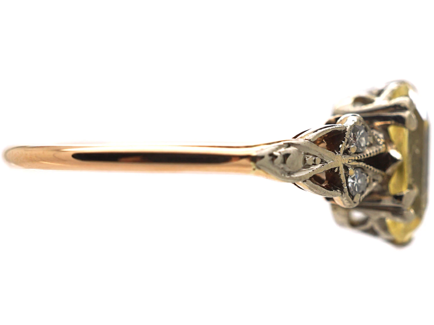 Edwardian 14ct Gold, Yellow Sapphire & Diamond Ring 7 Edwardian 14ct Gold, Yellow Sapphire & Diamond Ring - Image 5