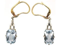 Art Deco 14ct White & Yellow Gold Drop Earrings Set With Aquamarines 7 Art Deco 14ct White & Yellow Gold Drop Earrings Set With Aquamarines -Antique Jewellery Company DSC02733 1
