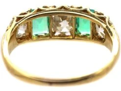 Victorian 18ct Gold, Emerald And Diamond Five Stone Ring 10 Victorian 18ct Gold, Emerald And Diamond Five Stone Ring -Antique Jewellery Company DSC02733