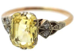 Edwardian 14ct Gold, Yellow Sapphire & Diamond Ring 13 Edwardian 14ct Gold, Yellow Sapphire & Diamond Ring -Antique Jewellery Company DSC02739