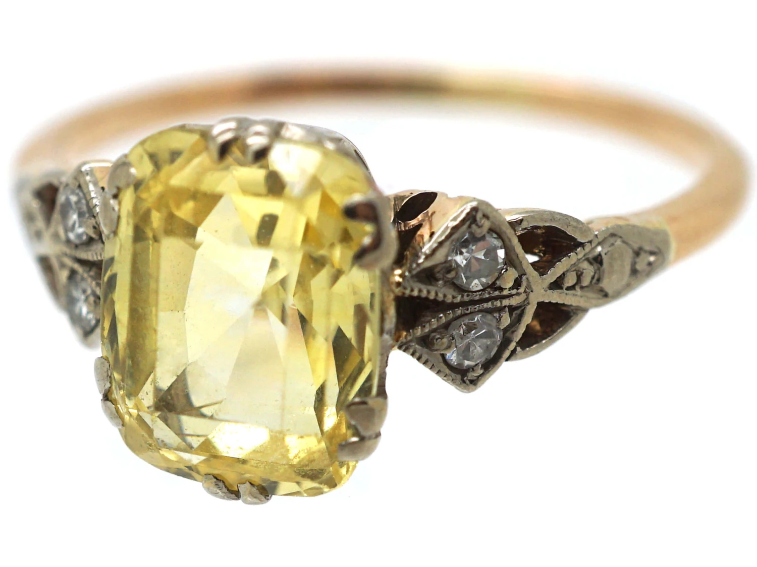 Edwardian 14ct Gold, Yellow Sapphire & Diamond Ring 8 Edwardian 14ct Gold, Yellow Sapphire & Diamond Ring - Image 6