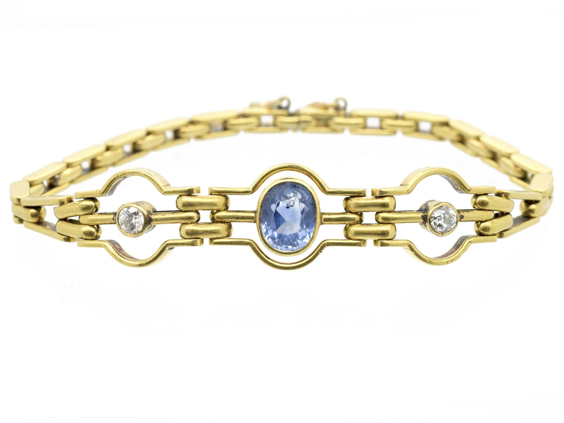 Ceylon Sapphire & Diamond 18ct Gold Bracelet 3 Ceylon Sapphire & Diamond 18ct Gold Bracelet