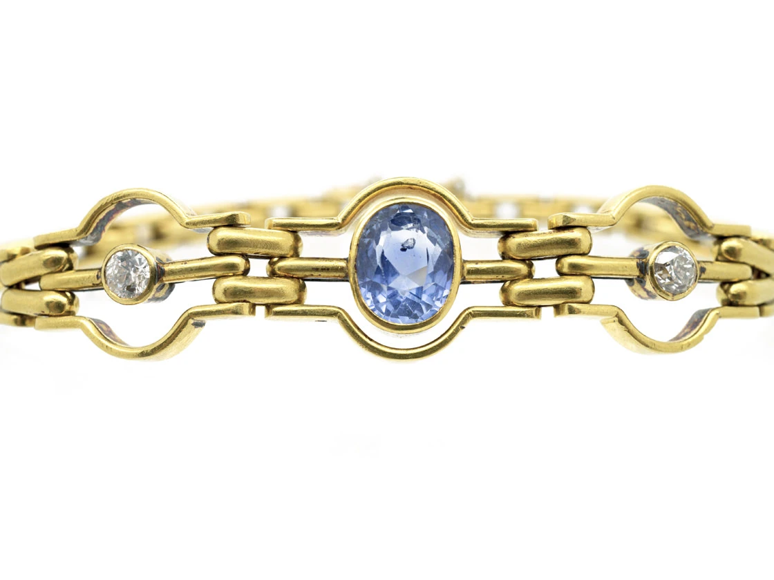 Ceylon Sapphire & Diamond 18ct Gold Bracelet 4 Ceylon Sapphire & Diamond 18ct Gold Bracelet - Image 2