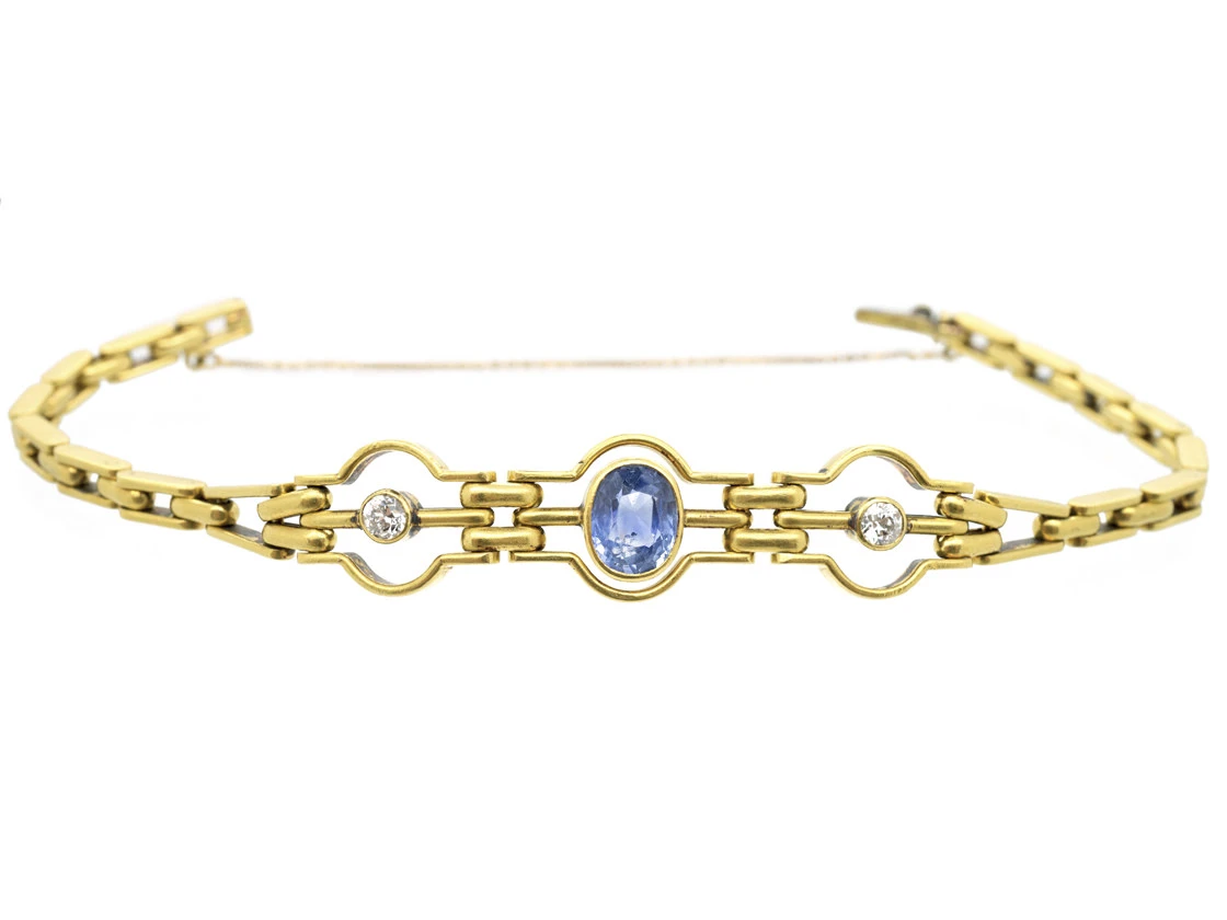 Ceylon Sapphire & Diamond 18ct Gold Bracelet 6 Ceylon Sapphire & Diamond 18ct Gold Bracelet - Image 4