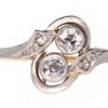 Art Deco Two Stone Diamond Crossover Ring With Diamond Shoulders 1 Art Deco Two Stone Diamond Crossover Ring With Diamond Shoulders -Antique Jewellery Company DSC02748