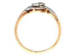 Art Deco Two Stone Diamond Crossover Ring With Diamond Shoulders -Antique Jewellery Company DSC02750