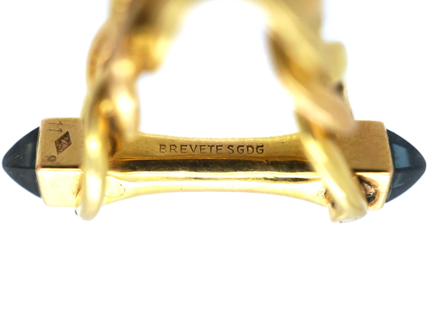 French 18ct Gold Cufflinks Set With Sapphires 4 French 18ct Gold Cufflinks Set With Sapphires - Image 2