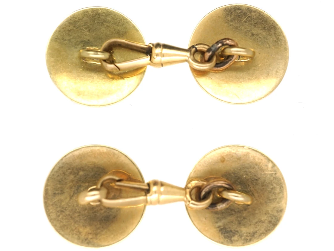 Art Deco 18ct Gold & White Enamel Stripe Cufflinks 5 Art Deco 18ct Gold & White Enamel Stripe Cufflinks - Image 3