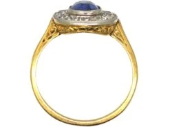 Early 20th Century French 18ct Gold & Platinum, Sapphire & Diamond Oval Cluster Ring -Antique Jewellery Company DSC02786 scaled 1