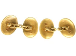 Edwardian 18ct Gold, Green & White Enamel Oval Cufflinks Set With Diamonds -Antique Jewellery Company DSC02790 1