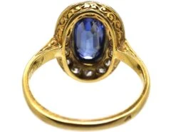 Early 20th Century French 18ct Gold & Platinum, Sapphire & Diamond Oval Cluster Ring -Antique Jewellery Company DSC02796 scaled 1
