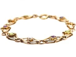 Edwardian 9ct Gold Suffragette Bracelet Set With Peridots, Pearls And Amethysts 6 Edwardian 9ct Gold Suffragette Bracelet Set With Peridots, Pearls And Amethysts -Antique Jewellery Company DSC02812 scaled 1