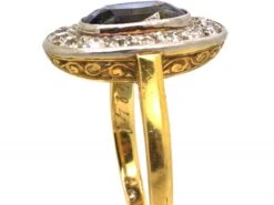 Early 20th Century French 18ct Gold & Platinum, Sapphire & Diamond Oval Cluster Ring -Antique Jewellery Company DSC02826 scaled 1