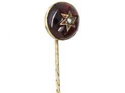 Victorian Cabochon Garnet & Natural Split Pearl Tie Pin -Antique Jewellery Company DSC02851 1