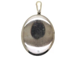 Victorian Silver Oval Locket With Overlap Detail 9 Victorian Silver Oval Locket With Overlap Detail -Antique Jewellery Company DSC02866