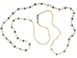 Edwardian Sapphire & Natural Pearl Necklace