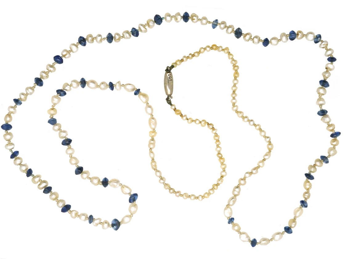 Edwardian Sapphire & Natural Pearl Necklace 3 Edwardian Sapphire & Natural Pearl Necklace