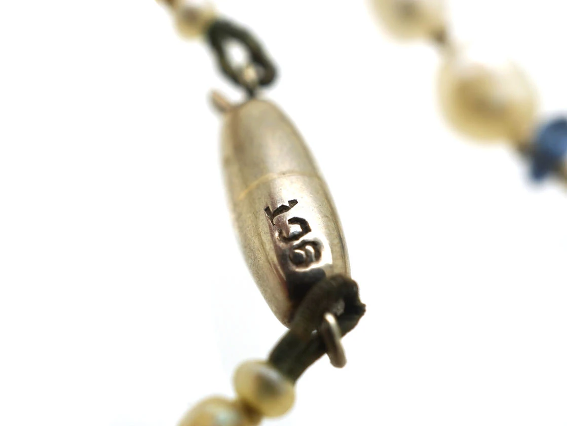 Edwardian Sapphire & Natural Pearl Necklace 5 Edwardian Sapphire & Natural Pearl Necklace - Image 3