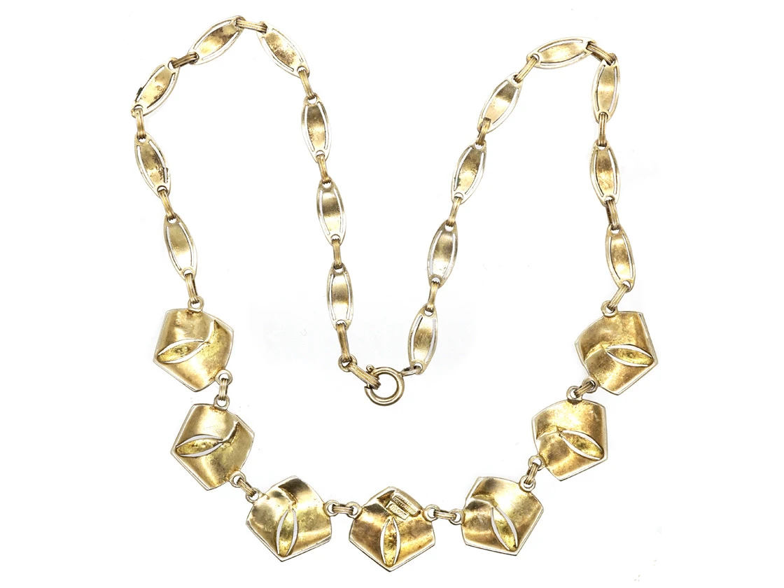 Theodor Fahrner Art Deco Silver Gilt & Marcasite Necklace 8 Theodor Fahrner Art Deco Silver Gilt & Marcasite Necklace - Image 6