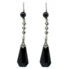 Art Deco Silver, Black Glass & Marcasite Drop Earrings 1 Art Deco Silver, Black Glass & Marcasite Drop Earrings -Antique Jewellery Company DSC02928