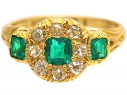 Victorian 18ct Gold, Emerald & Diamond Cluster Ring With An Emerald On Each Side 15 Victorian 18ct Gold, Emerald & Diamond Cluster Ring With An Emerald On Each Side -Antique Jewellery Company DSC02934 scaled 1