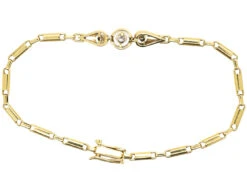 Art Deco 14ct Gold Bracelet Set With Three Diamonds 8 Art Deco 14ct Gold Bracelet Set With Three Diamonds -Antique Jewellery Company DSC02937