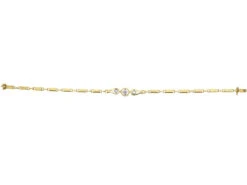 Art Deco 14ct Gold Bracelet Set With Three Diamonds 9 Art Deco 14ct Gold Bracelet Set With Three Diamonds -Antique Jewellery Company DSC02939