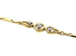 Art Deco 14ct Gold Bracelet Set With Three Diamonds 11 Art Deco 14ct Gold Bracelet Set With Three Diamonds -Antique Jewellery Company DSC02940 1