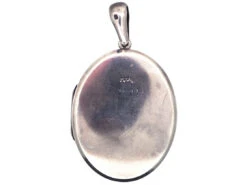Victorian Silver Oval Locket With Bouquet Of Flowers Design 11 Victorian Silver Oval Locket With Bouquet Of Flowers Design -Antique Jewellery Company DSC02940 2