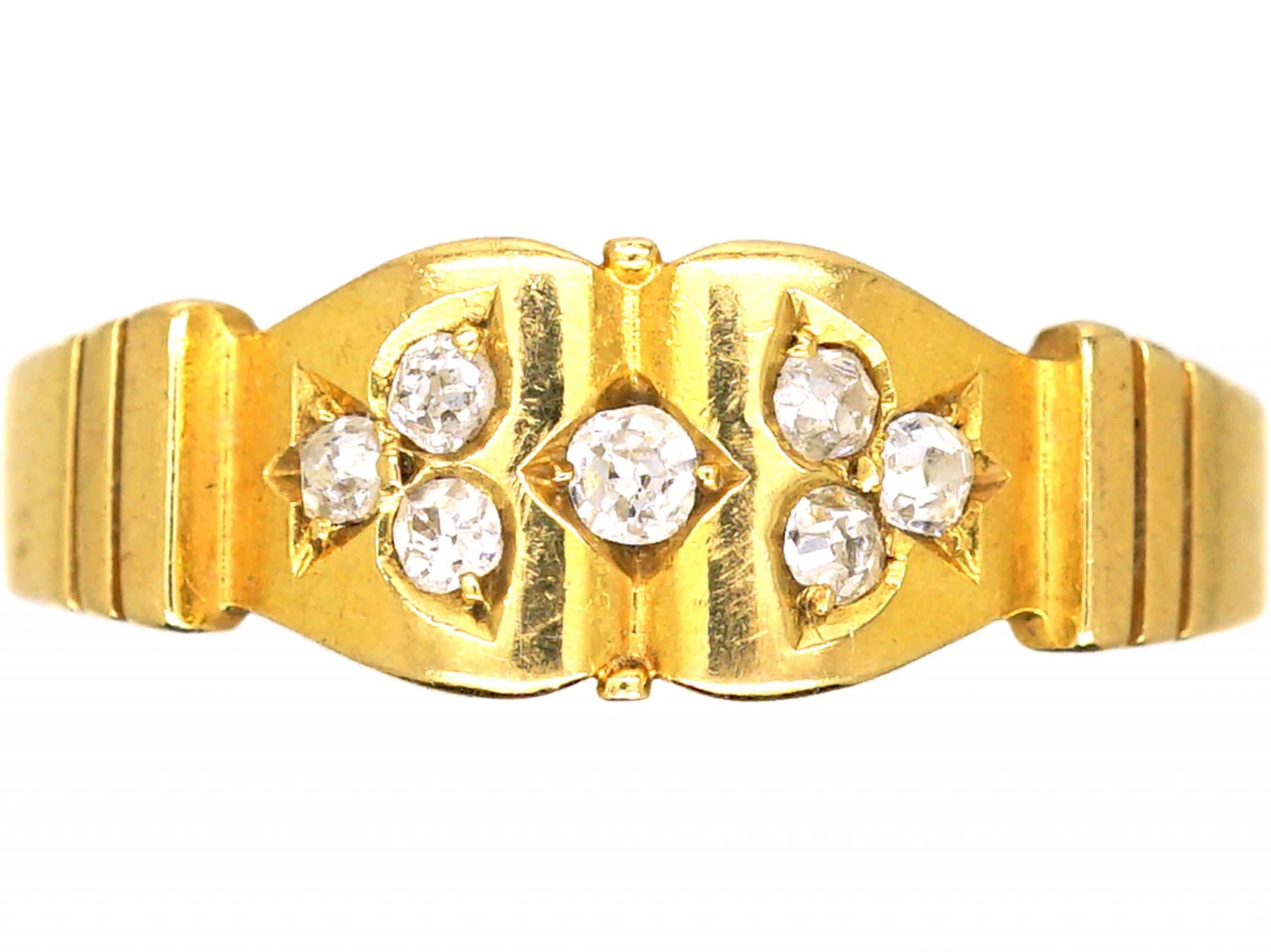 Victorian 18ct Gold & Diamond Trefoil Ring 3 Victorian 18ct Gold & Diamond Trefoil Ring
