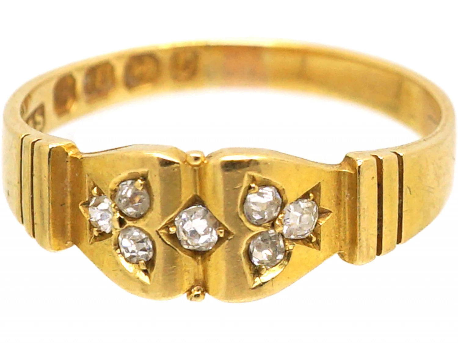 Victorian 18ct Gold & Diamond Trefoil Ring 9 Victorian 18ct Gold & Diamond Trefoil Ring - Image 7