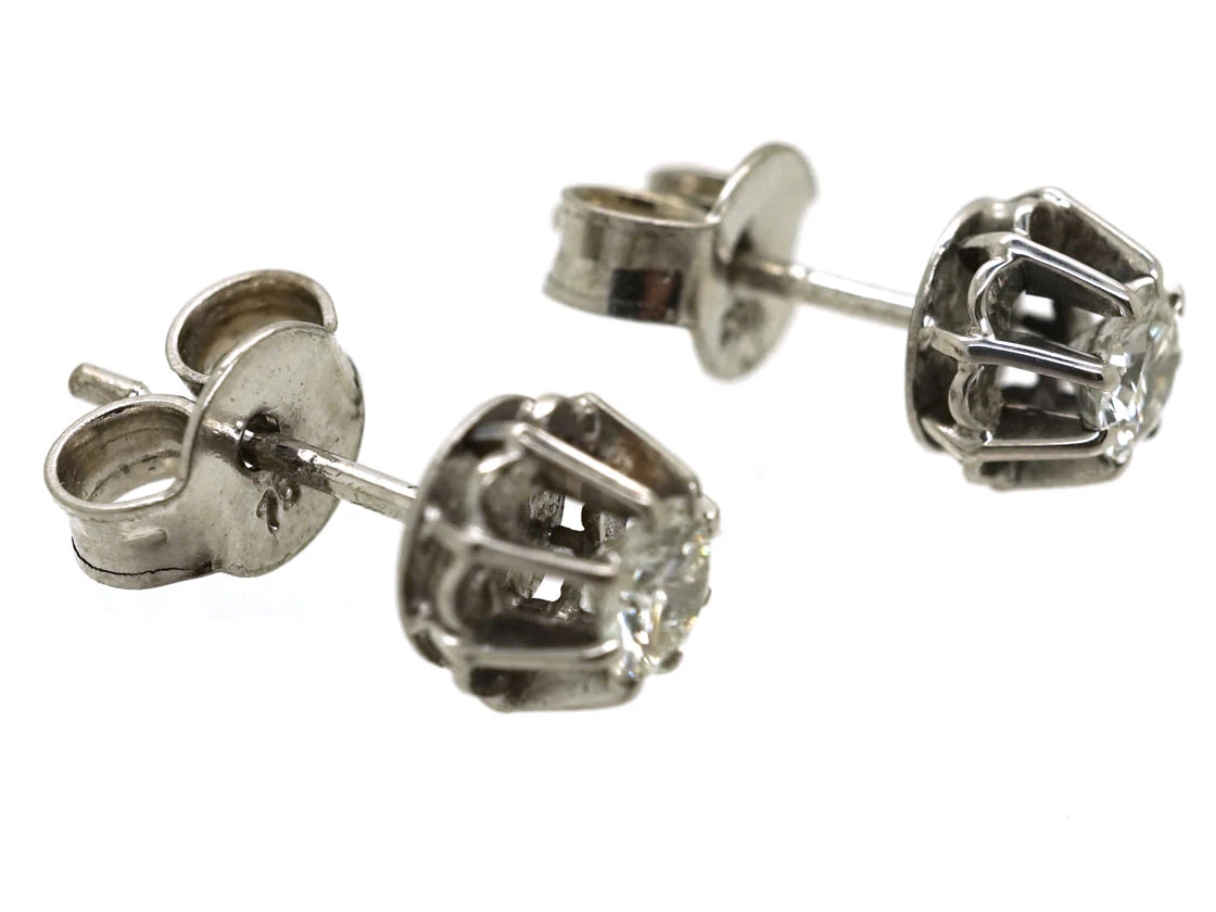 18ct White Gold Diamond Stud Earrings 4 18ct White Gold Diamond Stud Earrings - Image 2