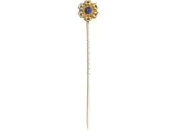 Edwardian 15ct Gold Tie Pin Set With A Cabochon Sapphire 7 Edwardian 15ct Gold Tie Pin Set With A Cabochon Sapphire -Antique Jewellery Company DSC02993