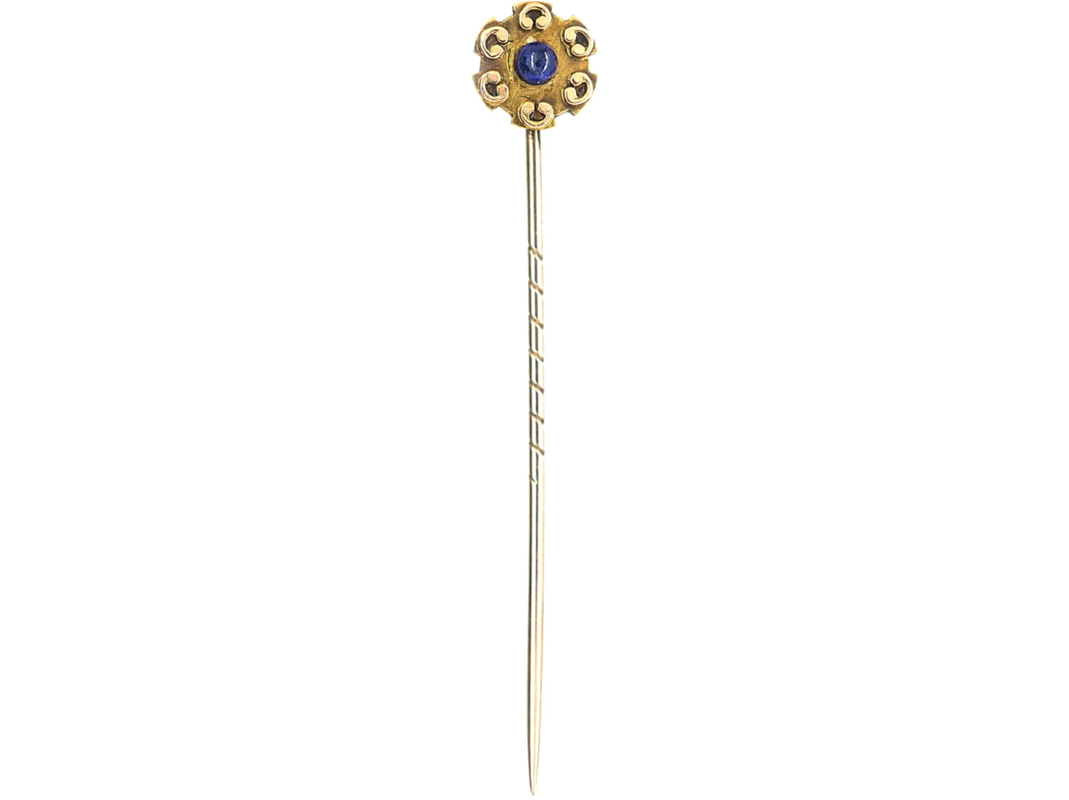 Edwardian 15ct Gold Tie Pin Set With A Cabochon Sapphire 4 Edwardian 15ct Gold Tie Pin Set With A Cabochon Sapphire - Image 2