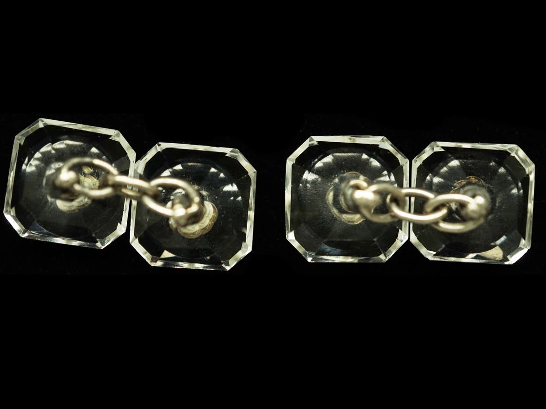 Art Deco Rock Crystal & Silver Cufflinks 7 Art Deco Rock Crystal & Silver Cufflinks - Image 5