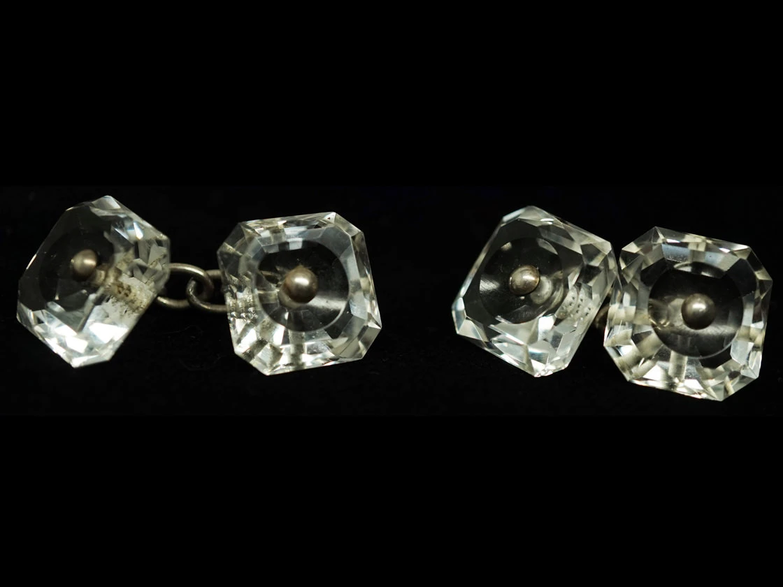 Art Deco Rock Crystal & Silver Cufflinks 6 Art Deco Rock Crystal & Silver Cufflinks - Image 4
