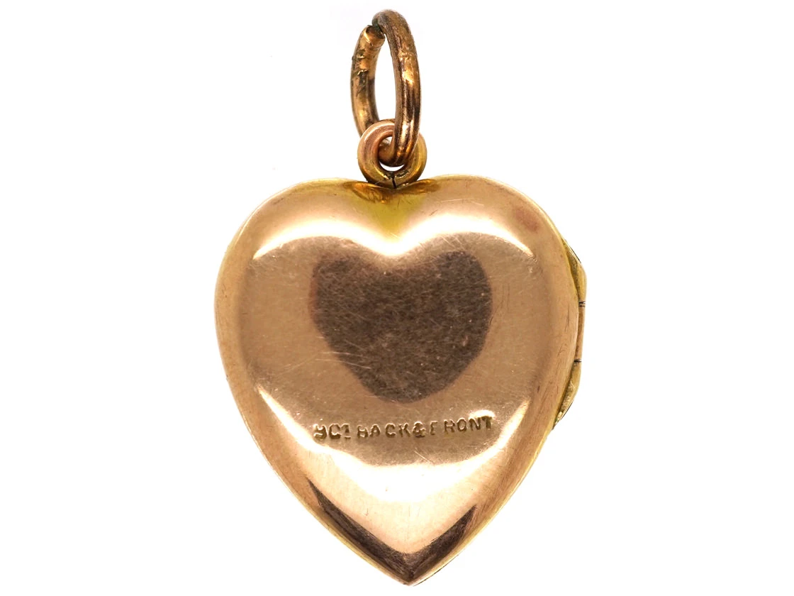 Edwardian Plain 9ct Back & Front Gold Heart Locket 7 Edwardian Plain 9ct Back & Front Gold Heart Locket - Image 5