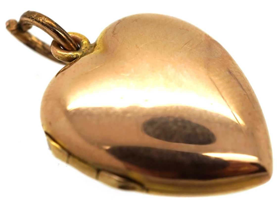 Edwardian Plain 9ct Back & Front Gold Heart Locket 4 Edwardian Plain 9ct Back & Front Gold Heart Locket - Image 2