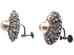 Large Silver & Paste Screw On Flower Earrings 7 Large Silver & Paste Screw On Flower Earrings -Antique Jewellery Company DSC03036