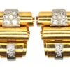 Retro 18ct Gold & Platinum Scroll Design Earrings Set With Diamonds -Antique Jewellery Company DSC03042 scaled 1