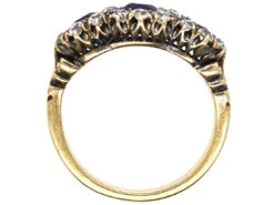 Edwardian 18ct Gold, Triple Cluster Sapphire & Diamond Ring -Antique Jewellery Company DSC03045