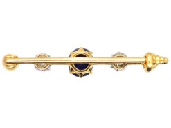 Edwardian 18ct Gold Bar Brooch Set With A Sapphire, Diamonds & Natural Pearls 6 Edwardian 18ct Gold Bar Brooch Set With A Sapphire, Diamonds & Natural Pearls -Antique Jewellery Company DSC03054 copy