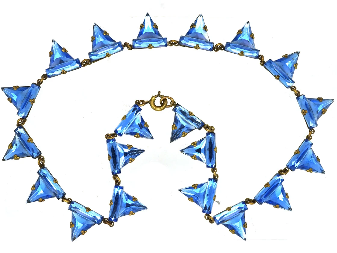 Art Deco Czechoslovakian Blue Paste Necklace 3 Art Deco Czechoslovakian Blue Paste Necklace