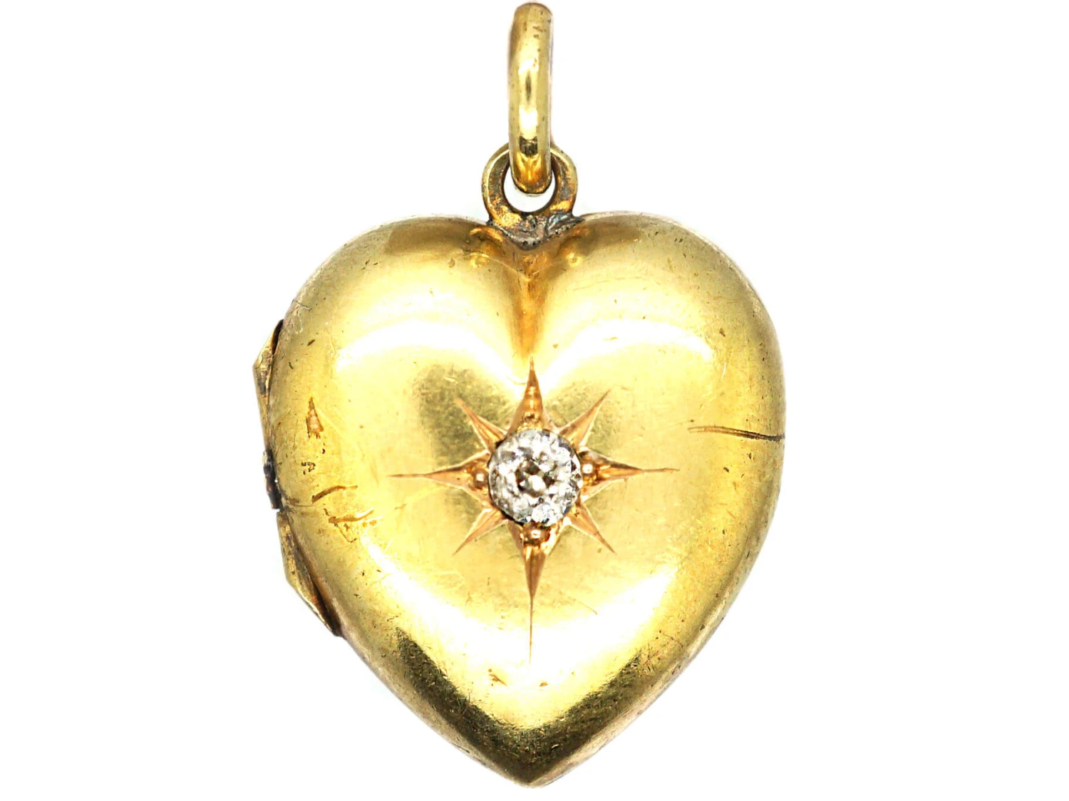 Victorian 15ct Gold Heart Shaped Locket Set With A Diamond 3 Victorian 15ct Gold Heart Shaped Locket Set With A Diamond