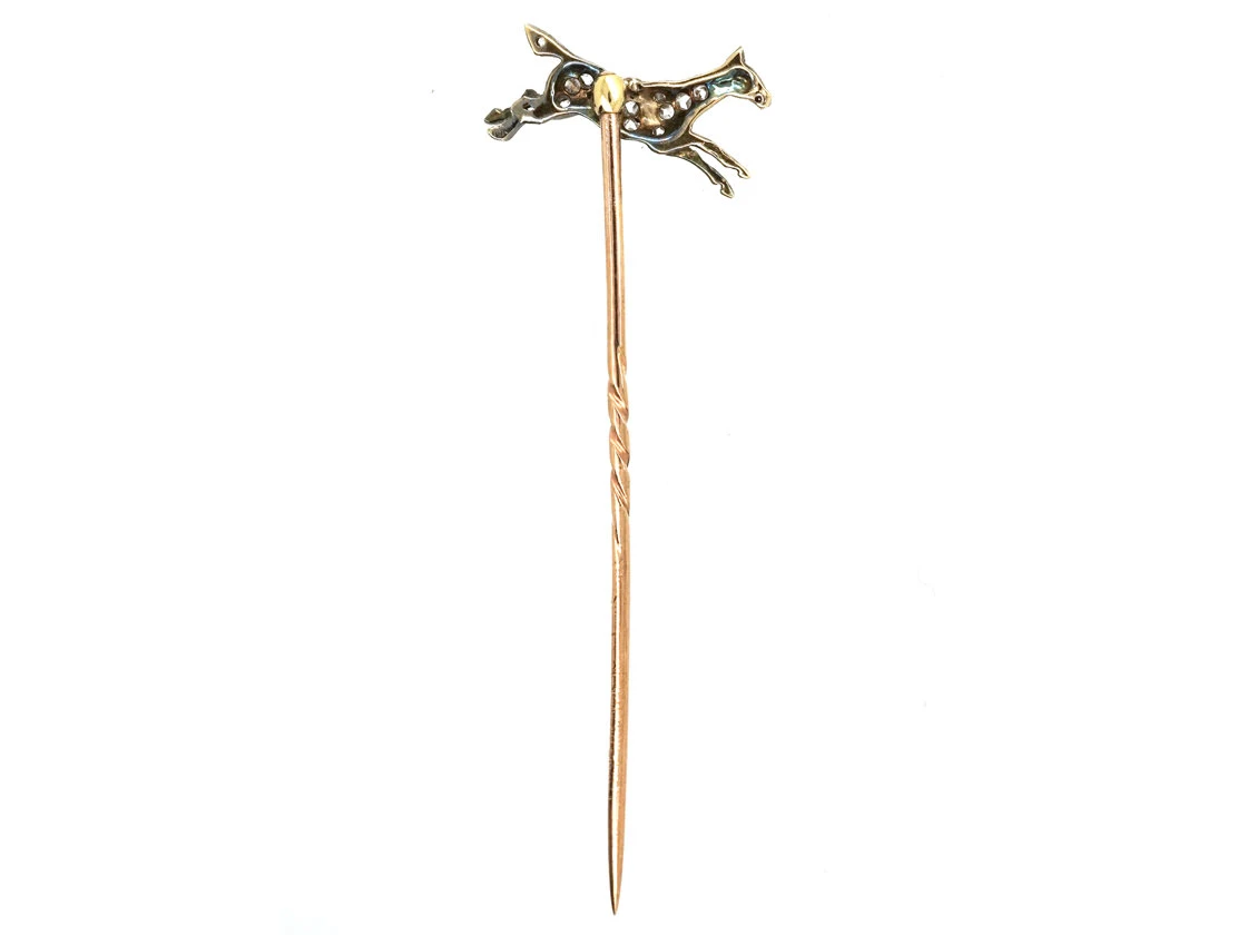 Edwardian Diamond Set Stick Pin Of A Galloping Horse 5 Edwardian Diamond Set Stick Pin Of A Galloping Horse - Image 3