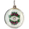 Edwardian Round Silver & Enamel Roses Locket 2 Edwardian Round Silver & Enamel Roses Locket -Antique Jewellery Company DSC03127